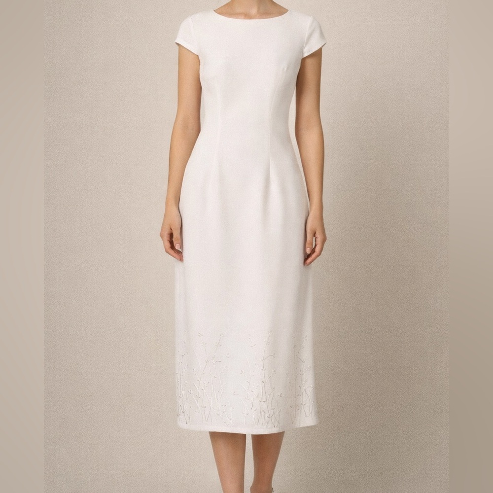Vintage Elegant Floral Stitching White Dress